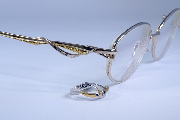 マダムグレー　天然石付き　グラスリメイク