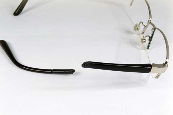 TR-90 軽量樹脂テンプル溶け 修復再生