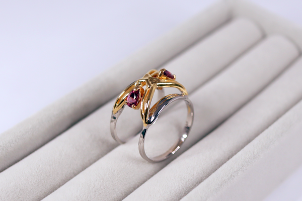 LUSTER 特殊加飾　グラスリメイク　天然石ダブルリング