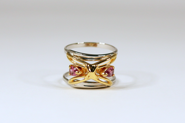 LUSTER 特殊加飾　グラスリメイク　天然石ダブルリング