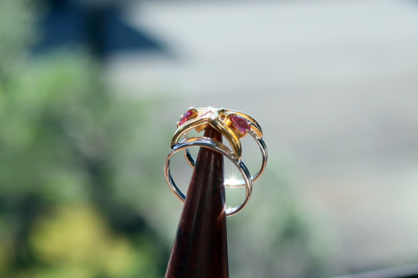 LUSTER 特殊加飾　グラスリメイク　天然石ダブルリング