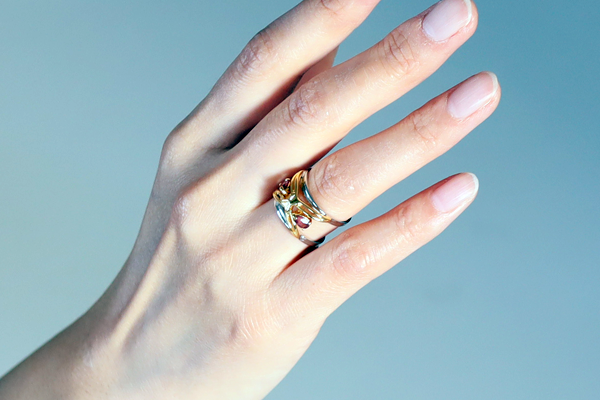 LUSTER 特殊加飾　グラスリメイク　天然石ダブルリング